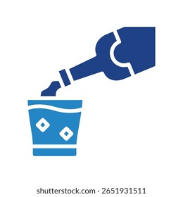 Scotch dual tone blue color icon, mini illustration for relaxation, party, pubs and bars UI, UX kit, app and web development, digital or print.