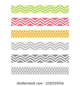 Scotch with geometric pattern. Tape for scrapbook vector set