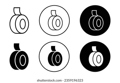 Scotch icon set. roll duct tape vector symbol. strong adhesion glue tape sign in black filled and outlined style.