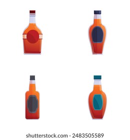 Scotch icons set cartoon vector. Various alcoholic beverage. Bar menu