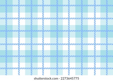 Scotch patterned fabric . Bright blue check fabric pattern. Checkered pattern for background. Summer tablecloth pattern.
