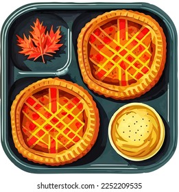 Scotch Pies wales scotland food top view vector illustration.
