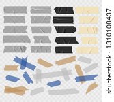 Scotch tape. Old and black grunge, transparent adhesive tapes, sticky duct piece vector illustration set
