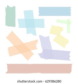 Scotch tape pieces set isolated. Vector
