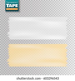 Scotch tape sticky slices isolated on transparent background. Vector template