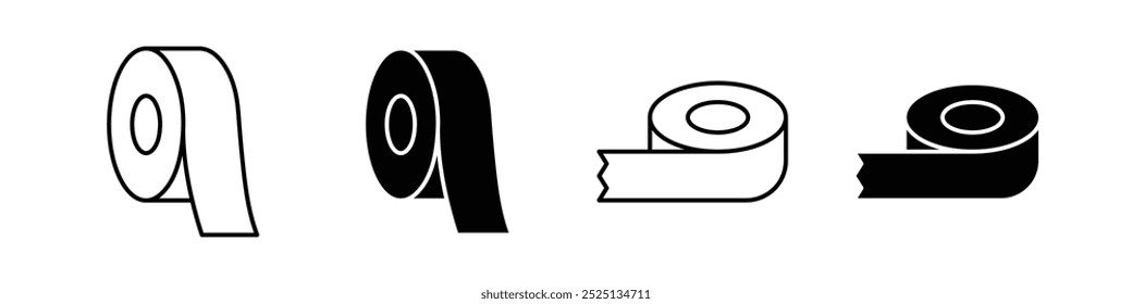 Scotch tape thin line vector icon collection