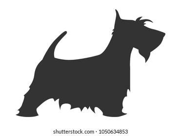 Scotch terrier silhouette breed dog simple black white. Vector illustration.