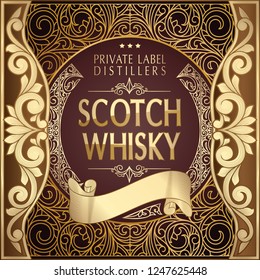 Scotch Whisky - Golden Ornate Vintage Decorative Label