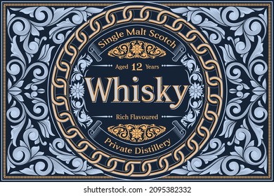 Scotch whisky - ornate vintage decorative label