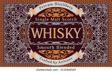 Scotch whisky - ornate vintage decorative label