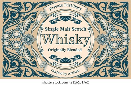 Scotch whisky - ornate vintage decorative label