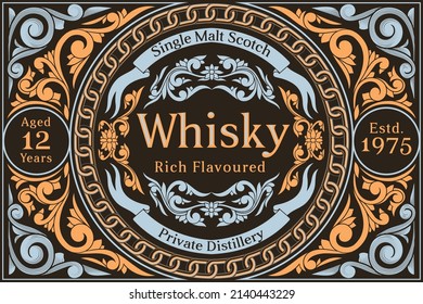 Scotch whisky - ornate vintage decorative label