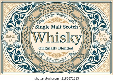 Scotch whisky - ornate vintage decorative label