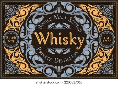 Scotch whisky - ornate vintage decorative label