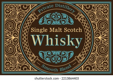 Scotch whisky - ornate vintage decorative label