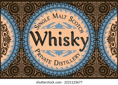 Scotch whisky - ornate vintage decorative label