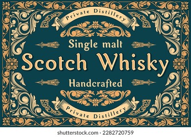 Scotch whisky - ornate vintage decorative label