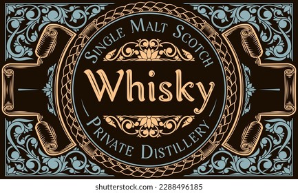 Scotch whisky - ornate vintage decorative label