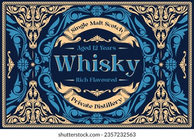 Scotch whisky - ornate vintage decorative label