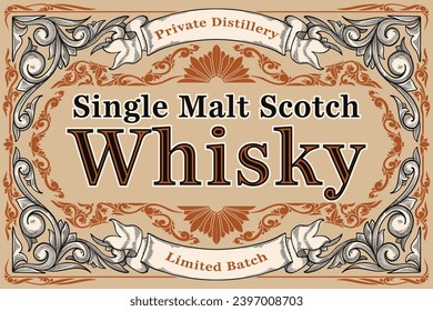 Scotch whisky - ornate vintage decorative label