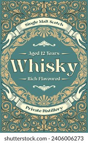 Scotch whisky - ornate vintage decorative label