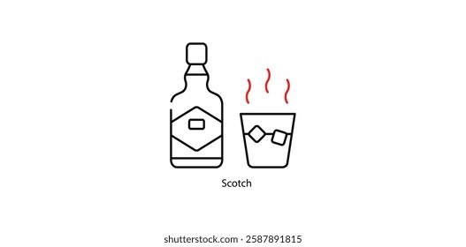 Scotch Whisky Vector Icon - Aged Whisky from Scotland Bottle Illustration