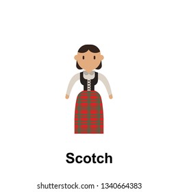 Scotch, woman cartoon icon. Element of People around the world color icon. Premium quality graphic design icon. Signs and symbols collection icon for websites, web design