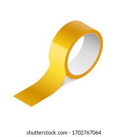 Scotch Yellow Roll Adhesive Tape Mockup. Sellotape 3d Packing Vector Scotch Icon