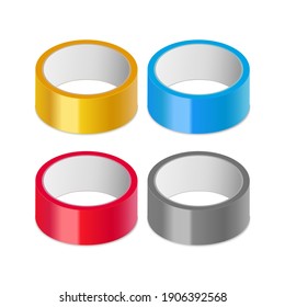 Scotch Yellow Roll Adhesive Tape Mockup. Sellotape 3d Packing Vector Scotch Icon