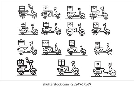 Scoter bike silhouette vector Set collection on a white background