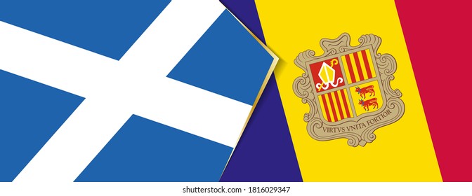 Banderas de Escocia y Andorra, dos banderas vectoriales símbolo de relación o enfrentamiento.