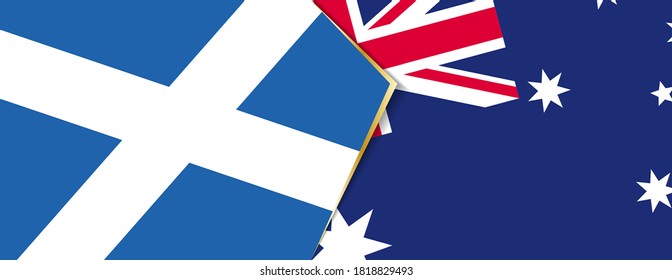 Banderas de Escocia y Australia, dos banderas vectoriales símbolo de relación o confrontación.