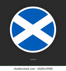 Scotland circle flag icon on dark grey background. Scotland button flag icon isolated on barely dark background.