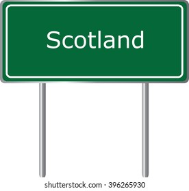 Scotland , Connecticut , road sign green vector illustration, road table, USA city
