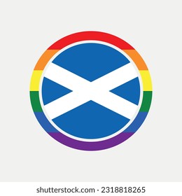 Scotland country flag circle - lgbt flag graphic element Illustration template design
