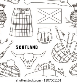 Scotland country set icons pattern. Vector illustration, EPS 10