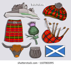 Scotland country set icons. Vector illustration, EPS 10