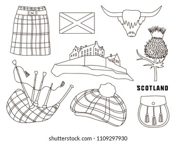 Scotland country set icons. Vector illustration, EPS 10