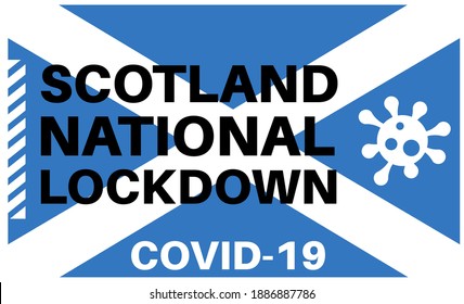 Ilustración del vector de bloqueo nacional de Escocia Covid en un fondo de bandera escocesa