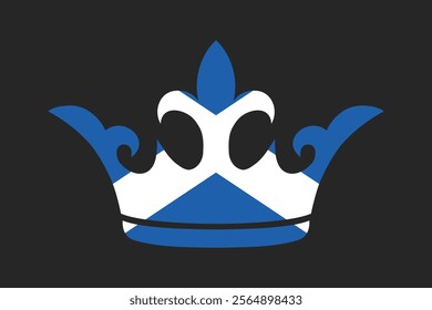 Scotland crown shape with flag, Flag of Scotland national country symbol illustration Vector, Rectangle Scotland flag illustration, Flat vector illustration
