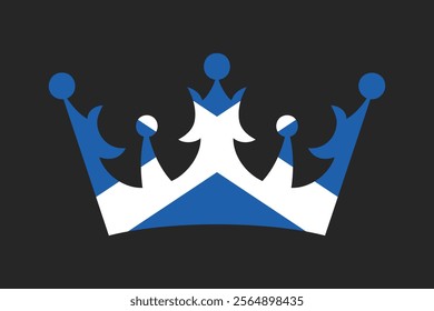 Scotland crown shape with flag, Flag of Scotland national country symbol illustration Vector, Rectangle Scotland flag illustration, Flat vector illustration
