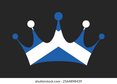 Scotland crown shape with flag, Flag of Scotland national country symbol illustration Vector, Rectangle Scotland flag illustration, Flat vector illustration
