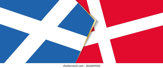 Scotland and Denmark flags, two vector flags symbol of relationship or confrontation.