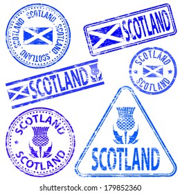 Scotland different shaped rubber stamp vector illustration 