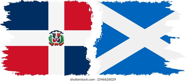 Scotland and Dominican Republic grunge flags connection, vector