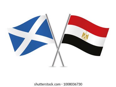 Scotland and Egypt crossed flags. Scottish and Egyptian flags on white background. Vector icon set. Vector illustration.