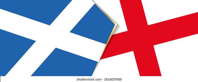 Scotland and England flags, two vector flags symbol of relationship or confrontation.