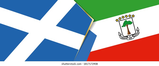 Scotland and Equatorial Guinea flags, two vector flags symbol of relationship or confrontation.
