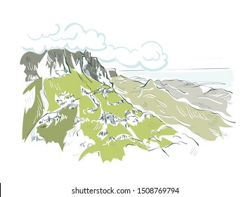 Scotland Europe vector sketch landscape illustration line art