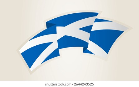 Bandeira da Escócia em forma de fita abstrata, símbolo nacional da Escócia. Este vetor é ideal para uso em eventos nacionais, Dia da Independência, competições desportivas internacionais.